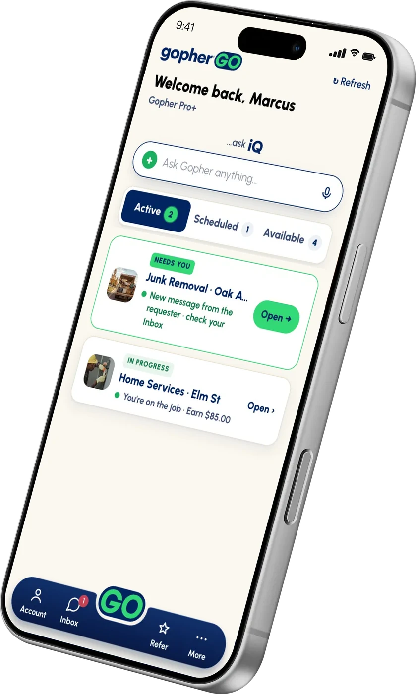 Gopher Go app — home screen