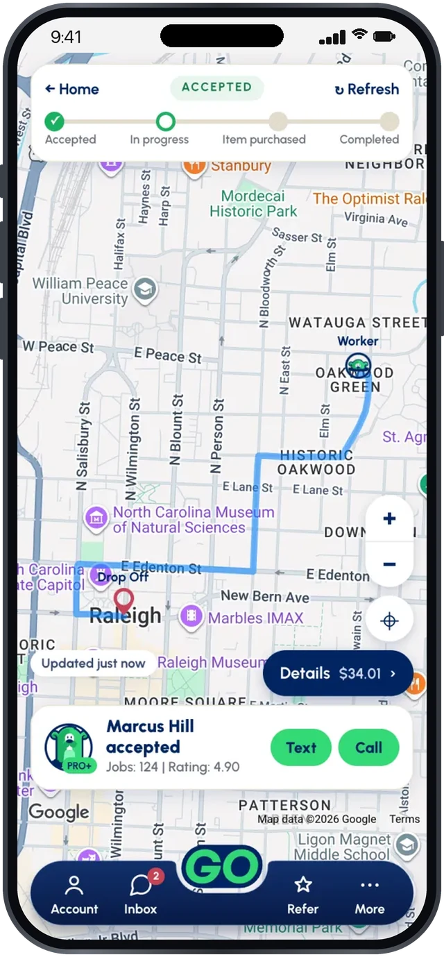 Gopher Request — live map after a Gopher accepts