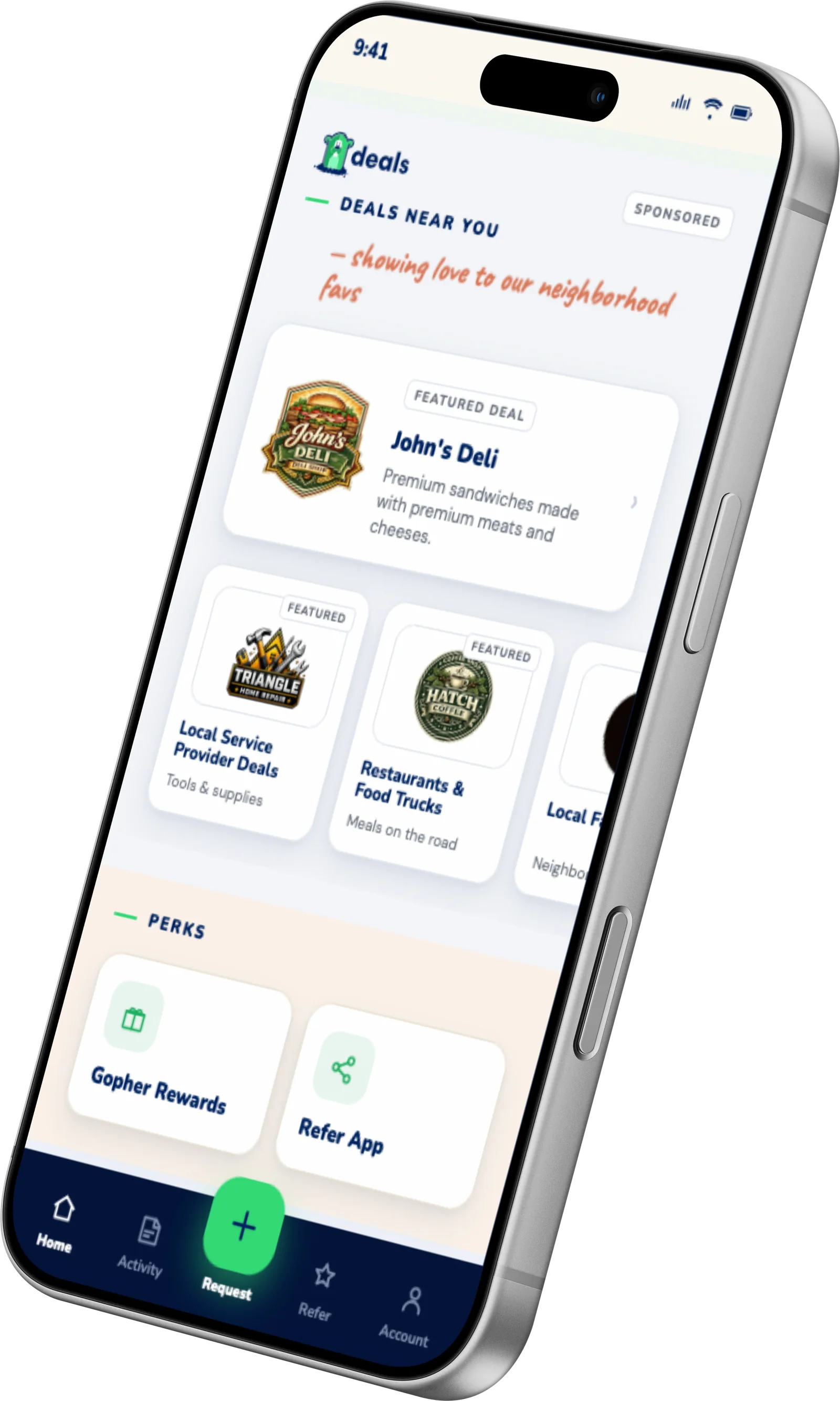 Gopher deals home screen