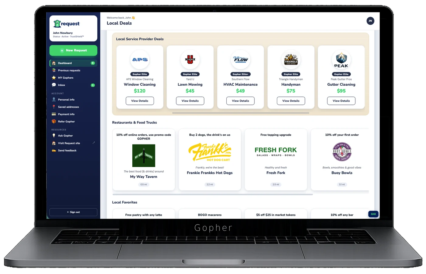 Browsing local deals in the Gopher marketplace