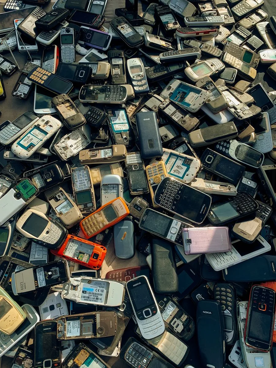A pile of old electronics and e-waste ready to be hauled and recycled