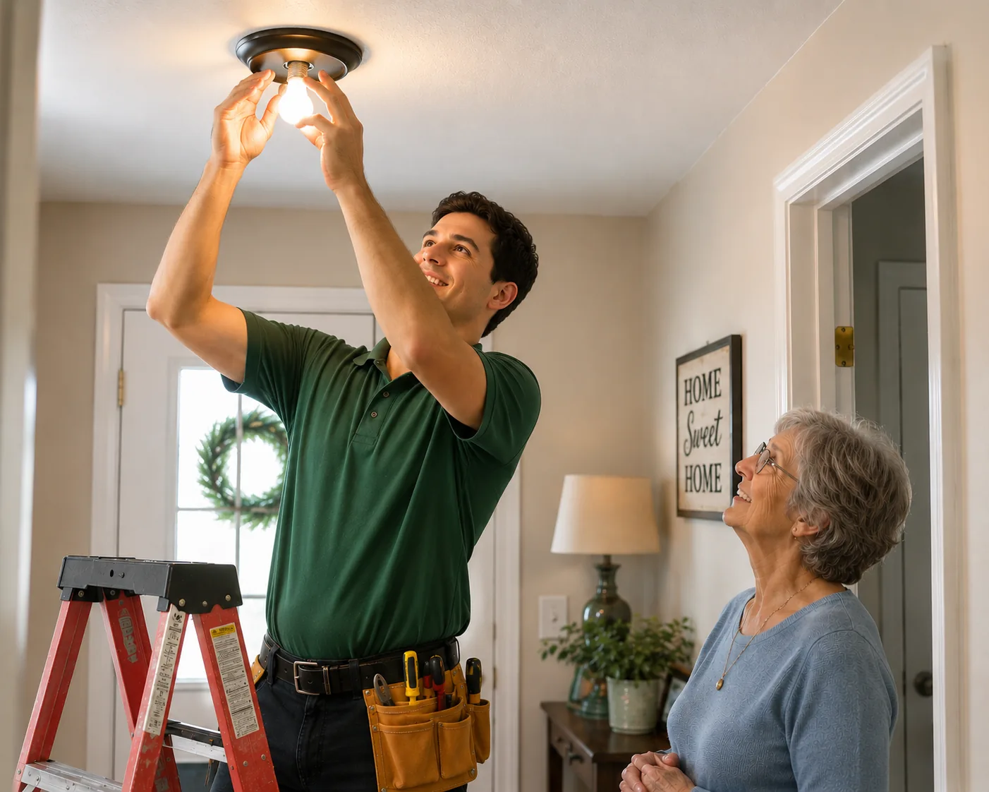 A vetted, friendly Gopher helping a senior with everyday tasks
